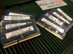 DDR3 4GB hynix, kingston, samsung SO-DIMM 1600,1333,1066 mhz intel/amd