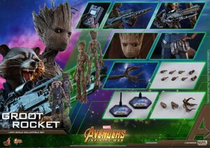 Фигурка 1/6 hot toys mms 476 avengers infinity WAR – GROOT &amp, rocket