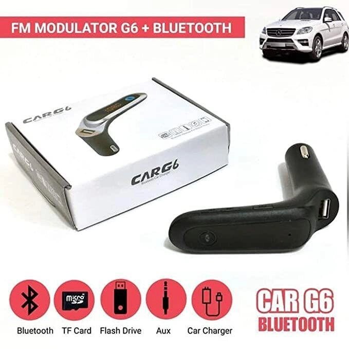 FM-модульний передавач автомобіль G6 Bluetooth USB Aux MicroSD Передавач від компанії Premium - фото 1