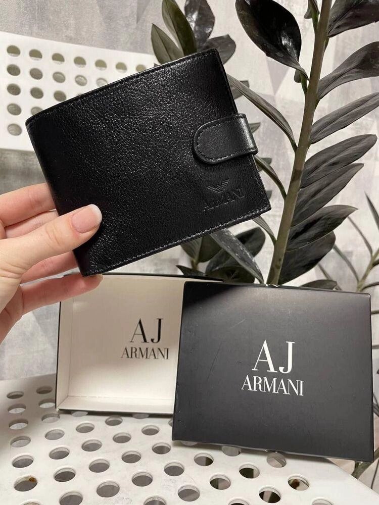 Гаманець чоловічий шкіряний чорний Armani від компанії Premium - фото 1