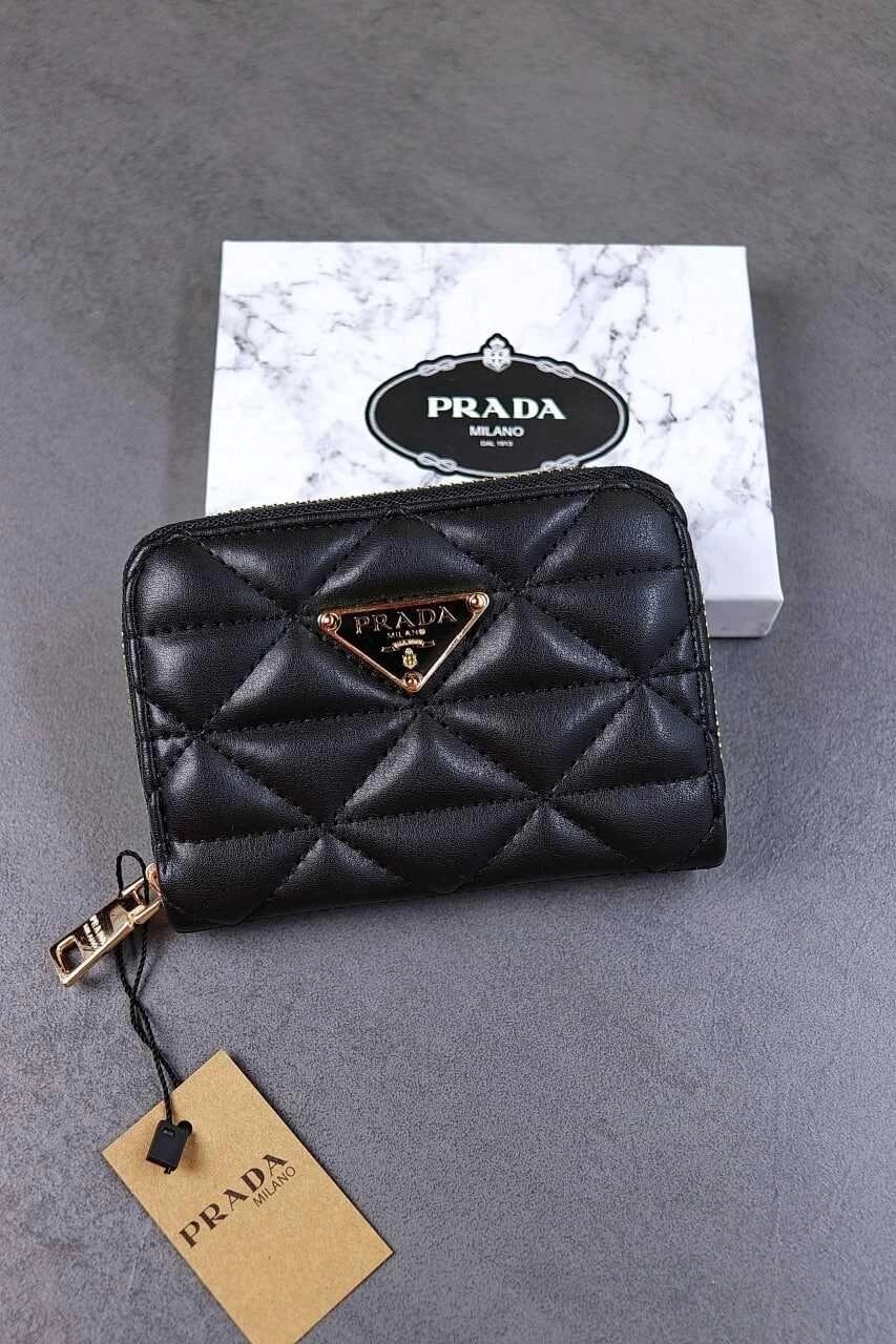 Гаманець жіночий Prada міні Прада чорний, білий від компанії Premium - фото 1