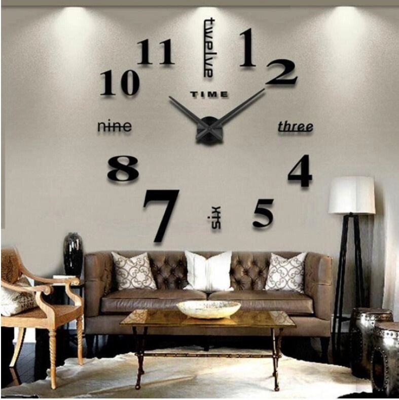 Годинник настінний 3D DIY CLOCK 120 см Black від компанії Premium - фото 1