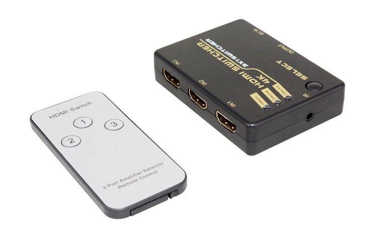 HDMI світч 4K з пультом перемикає з 3 входів на 1 екран ТВ switcher від компанії Premium - фото 1