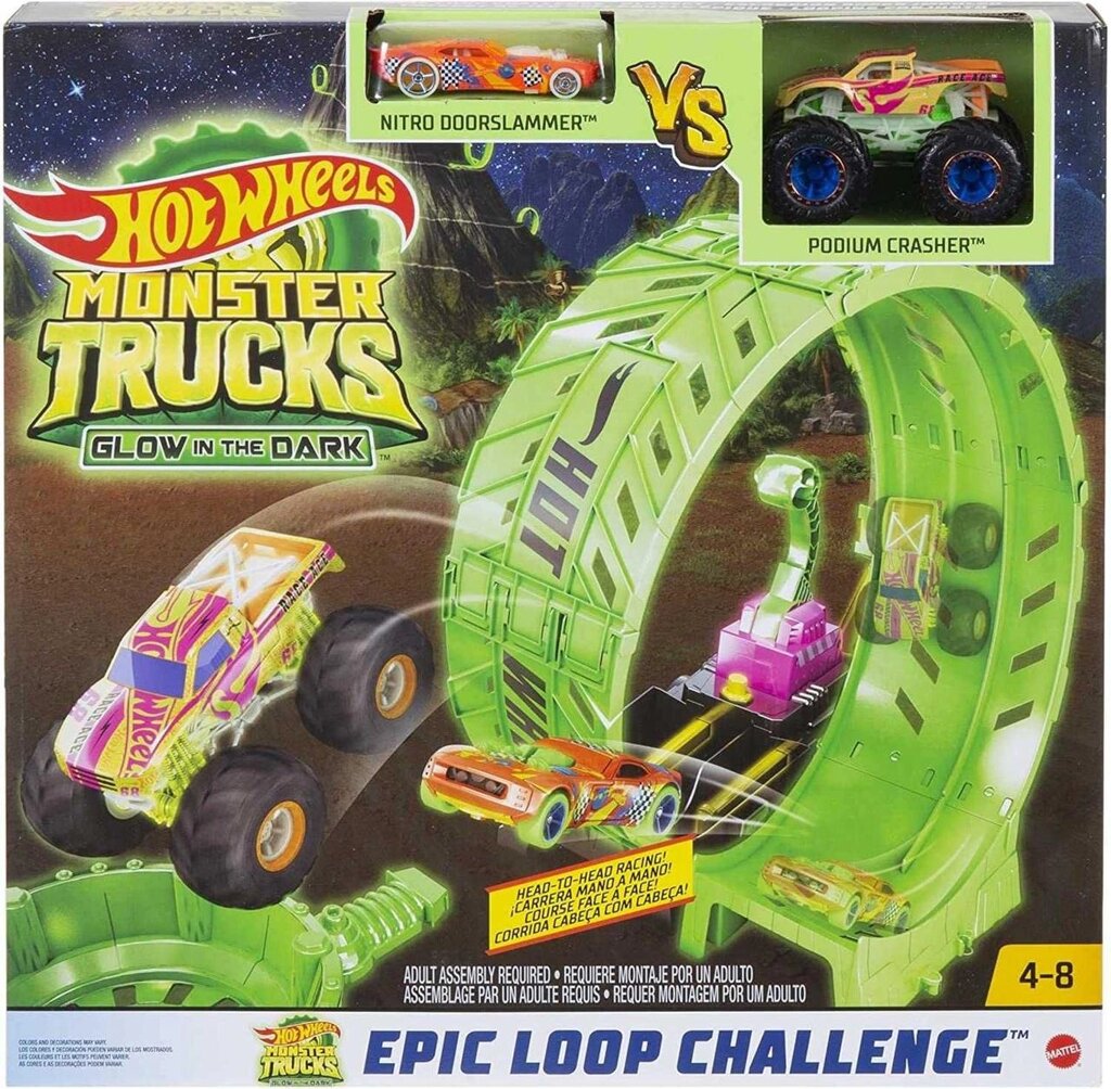 Hot Wheels Monster Trucks: Трек Мертва петля, що світиться у темряві від компанії Premium - фото 1