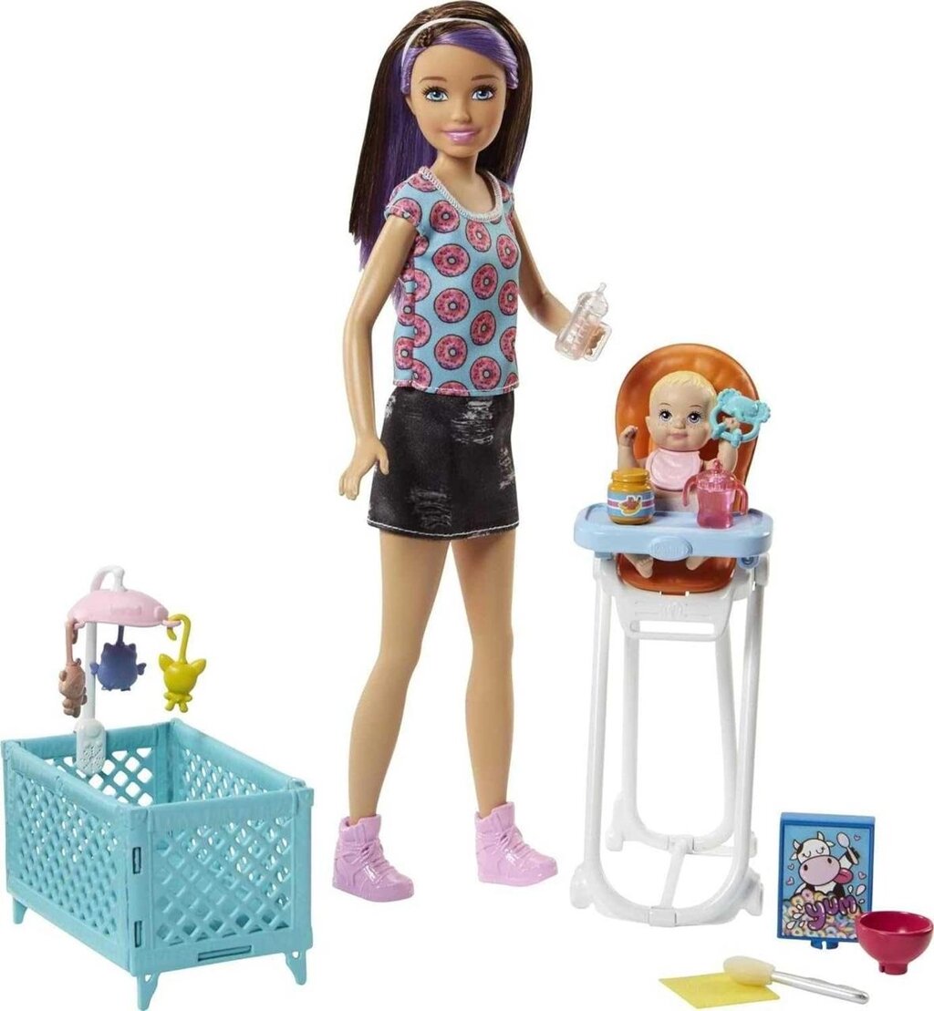 Ігровий набір Barbie Skipper Babysitters з малюком та ліжечком від компанії Premium - фото 1