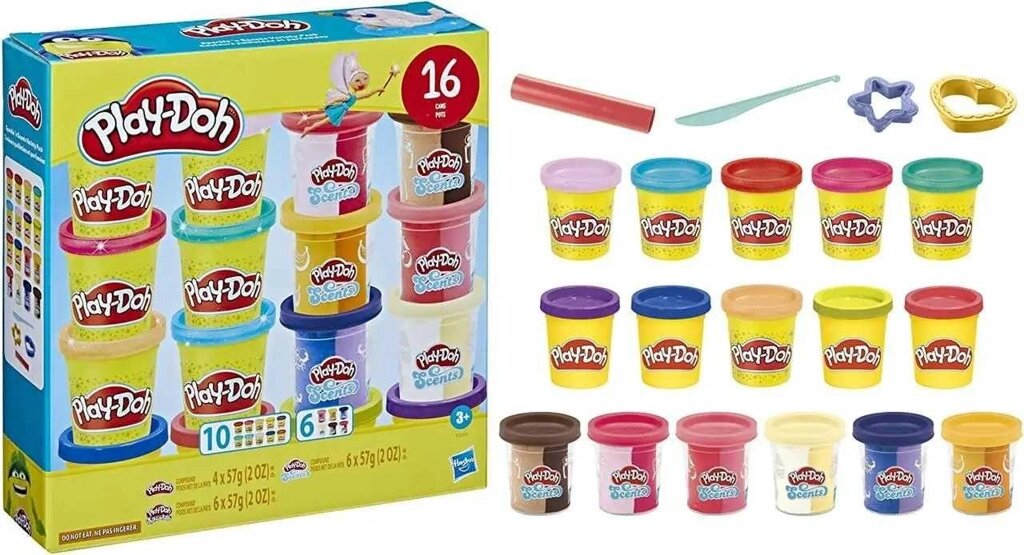 Ігровий набір Play-Doh Sparkle and Scents Variety 16 банок (F3593) від компанії Premium - фото 1