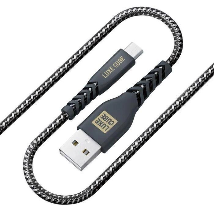 Кабель Luxe Cube Kevlar USBmicroUSB, 1.2 м, чорний (88866686242) від компанії Premium - фото 1