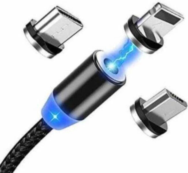 Кабель магнітний 3 в 1 Quick Charge micro USB, Type C, Lightining 4994 від компанії Premium - фото 1