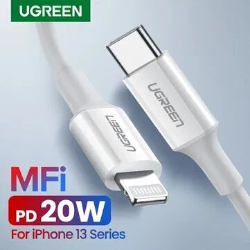 Кабель MFi Lightning/USB-C 1m UGREEN iPhone 13/12/11/X/Xr/8 Оригінал від компанії Premium - фото 1