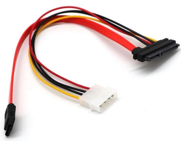 Кабель подовжувач 40 см з molex-&gt,22-pin (7+15) SATA Male to Female DATA від компанії Premium - фото 1