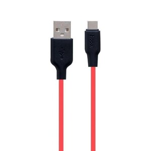 Кабель USB Hoco X21 Plus Silicone USB Type C 2m Чорночервоний