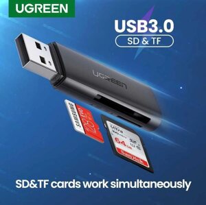 Кардридер USB 3.0 TF/SD Ugreen 60722 з підтримкою карт до 1ТБ (Чорний)