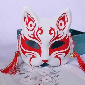 Карнавальні маски японської Кицюне (лиси) з дзвіночками — унісекс