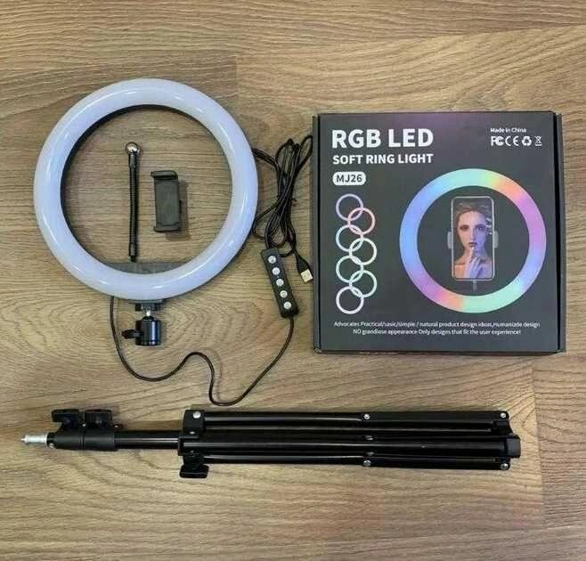 Кільцева світлодіодна RGB USB-лампа 26 см + СУСИЛЬНИЙ штатив + тримач від компанії Premium - фото 1