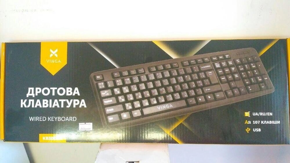 Клавіатура Vinga KB300BK USB провідна чорна нова від компанії Premium - фото 1