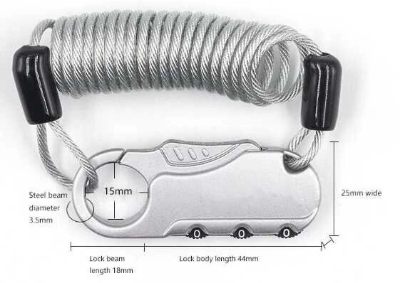 Кодовий замок трос для мото шолома/велосипеда рюкзака багажу вело від компанії Premium - фото 1