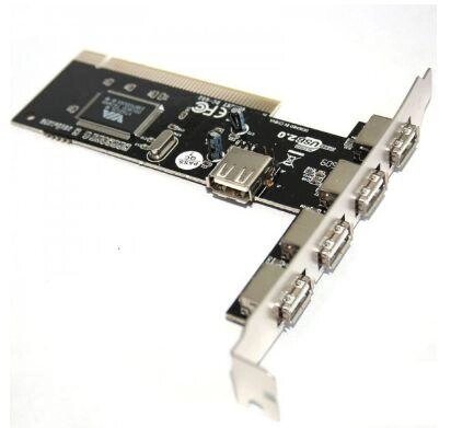 Контролер PCI to 5 шт. USB2.0 (4ext. 1int) перехідник плата розширення від компанії Premium - фото 1