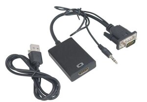 Конвертер адаптер з VGA на HDMI+аудіо 1080 VGA2HDMI перехідник монітор