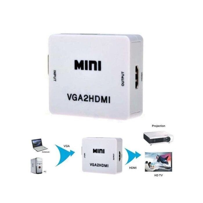 Конвертер VGA to HDMI адаптер, відеоперехідник, 1080p з живленням від компанії Premium - фото 1