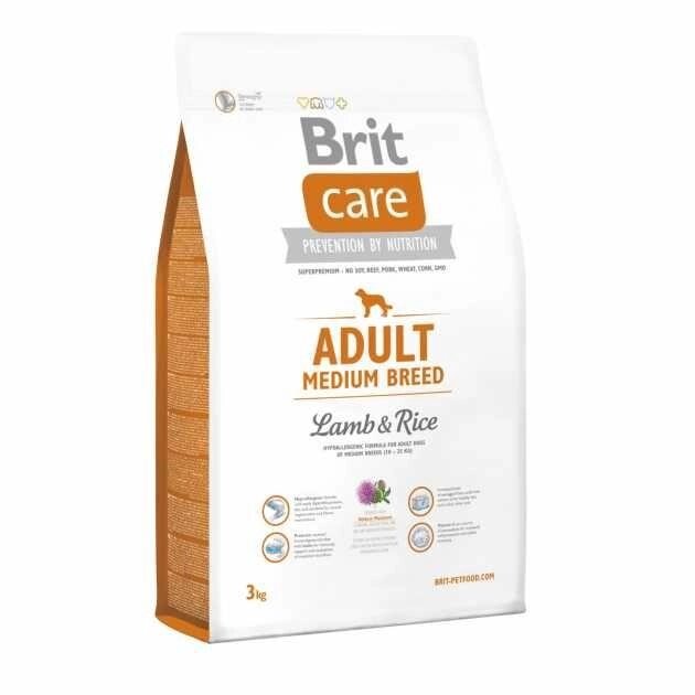 Корм Бріт Brit Care Adult Medium Breed Lamb and Rice 3 kg для собак від компанії Premium - фото 1