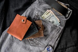 Шкіряний портмоне гаманець з відділенням для дрібниці