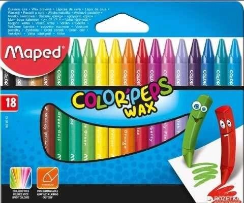 Крейда воскова COLOR PEPS Wax Crayons, 18 кольорів від компанії Premium - фото 1