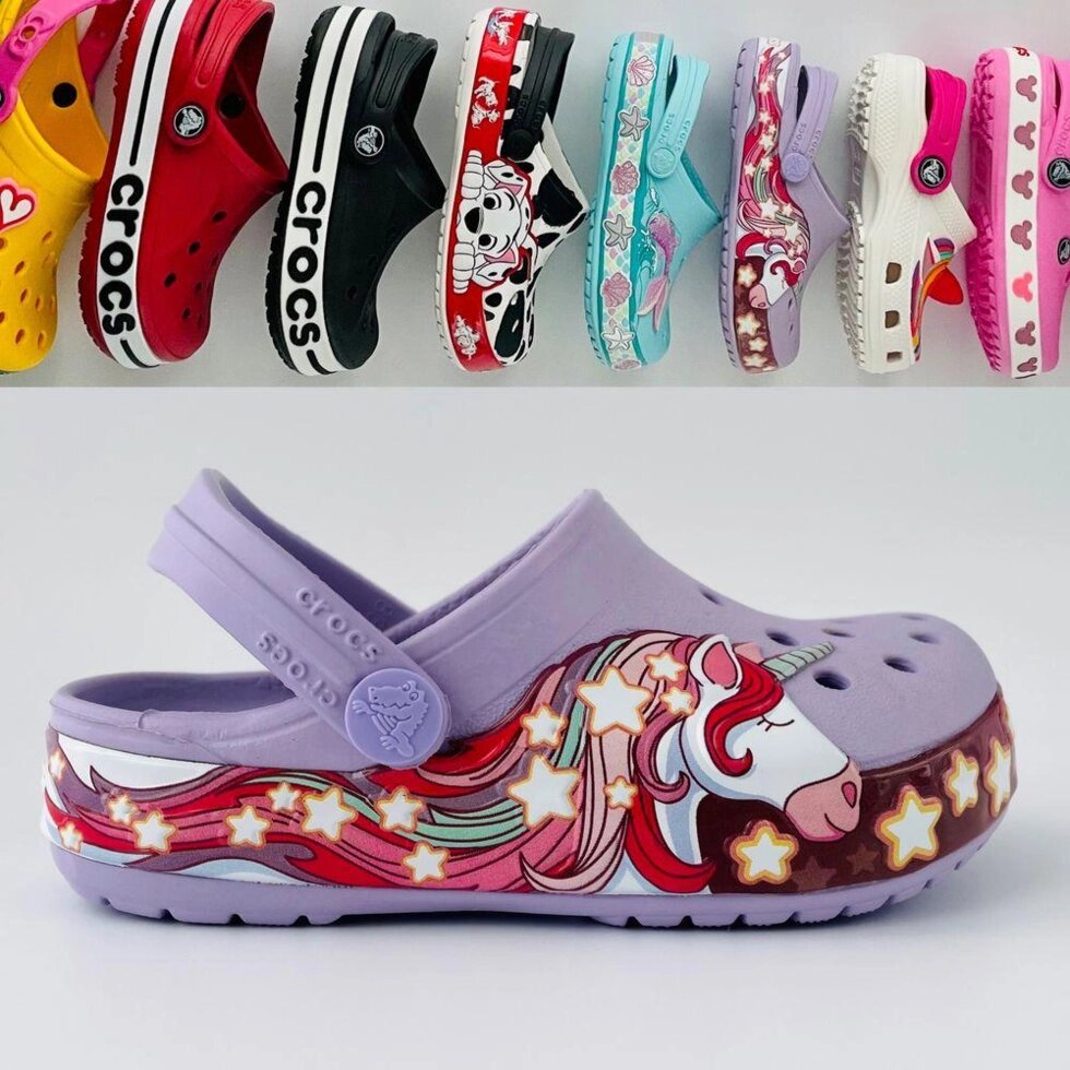 Кроки дитячі лілові єдиноріг Crocs Unicorn від компанії Premium - фото 1