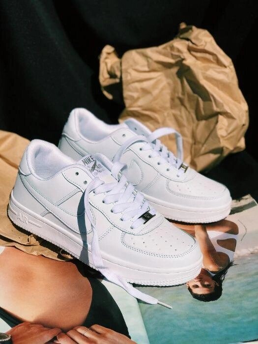 Кросівки Nike Air Force white low high Найк Аїр Форс білі низькі від компанії Premium - фото 1