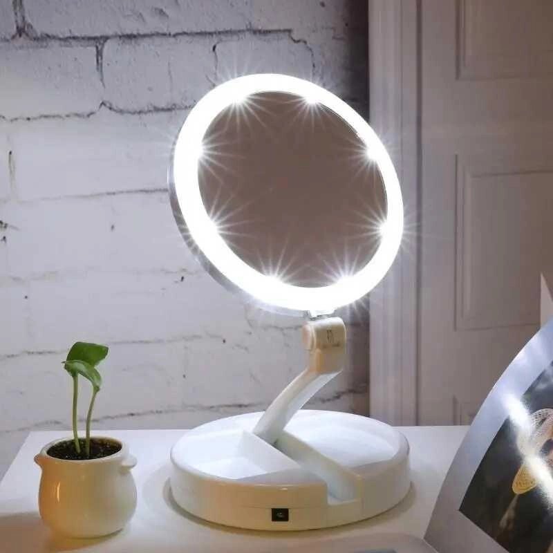 Кругле дзеркало для макіяжу з підсвіткою Led mirror My Fold Away від компанії Premium - фото 1