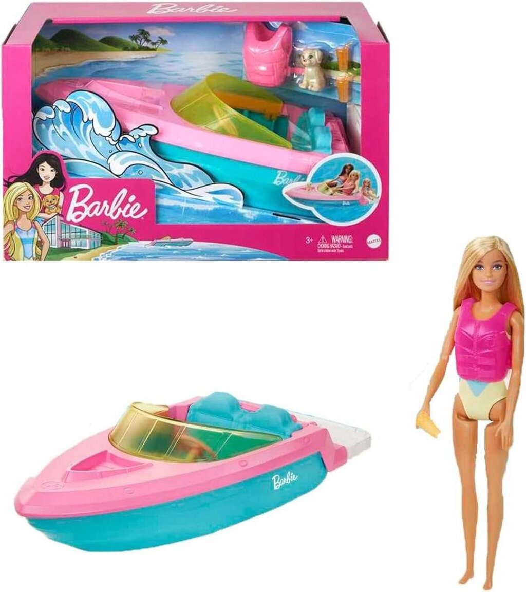 Кукла Барби и лодка Barbie Doll and Boat Playset with Pet Puppy від компанії Premium - фото 1