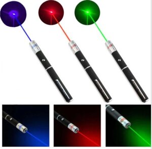 Лазерна указка 5 мВт зелена/червона/синя потужний лазер дальність 500 м