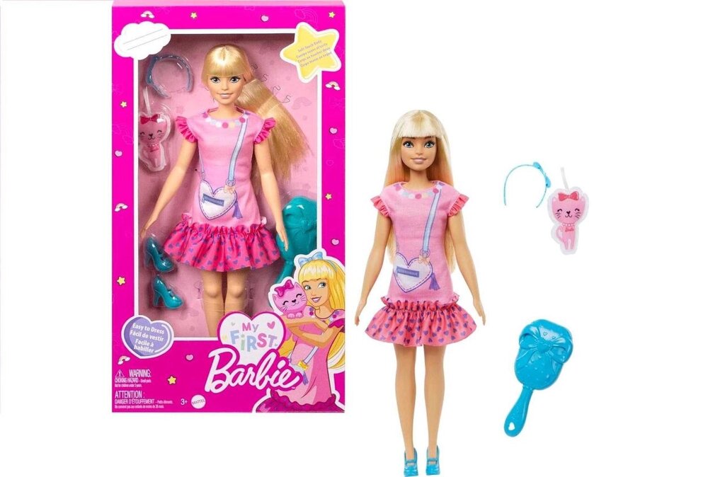 Лялька My First Barbie Malibu Моя перша Барбі блондинка з котиком від компанії Premium - фото 1