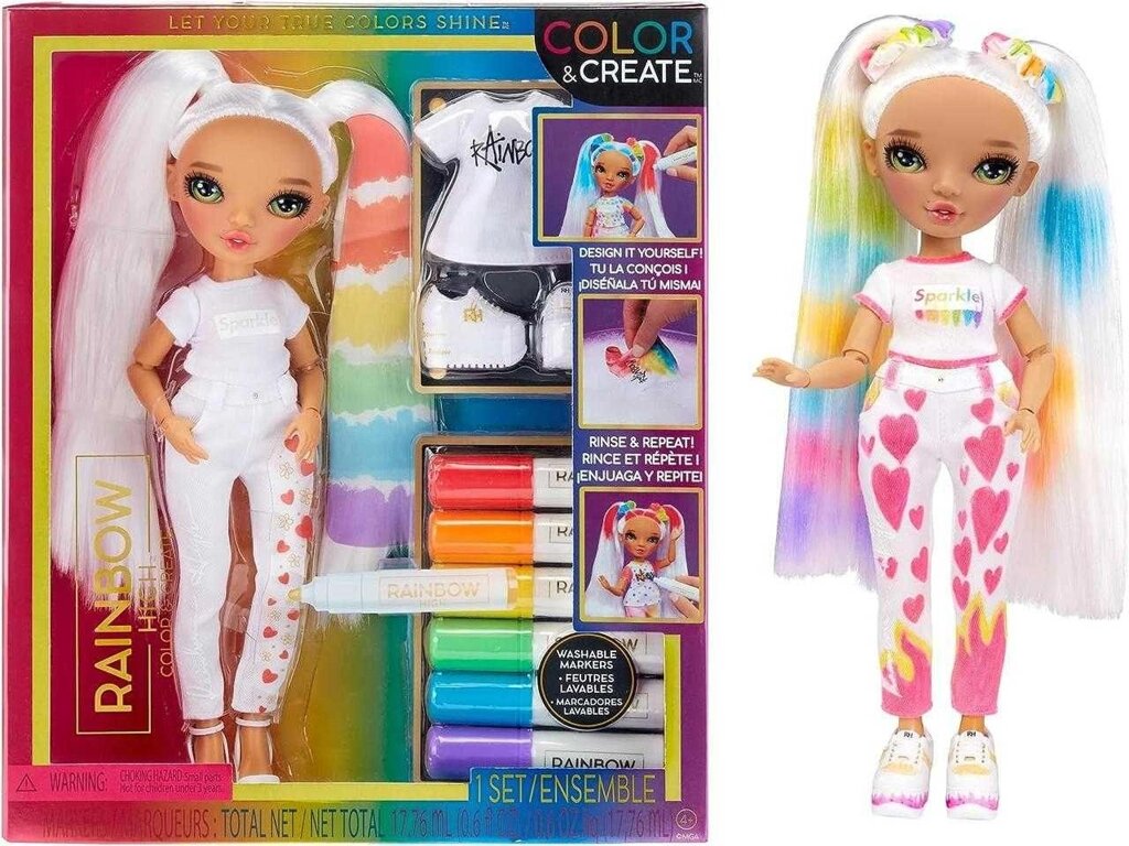 Лялька Rainbow High Color &amp, Create DIY Doll Рейнбоу Розфарбуй і створи від компанії Premium - фото 1