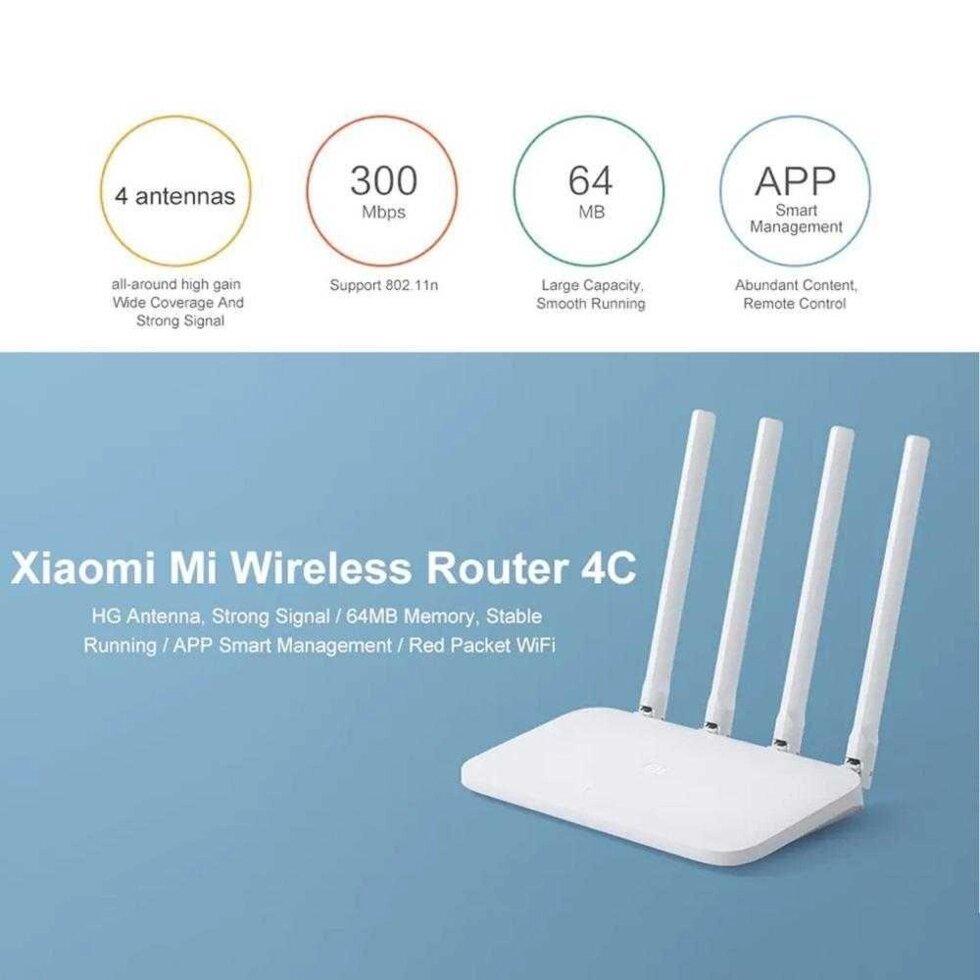 Маршрутизатор Xiaomi Mi WiFi Router 4C Global Padavan Asus від компанії Premium - фото 1