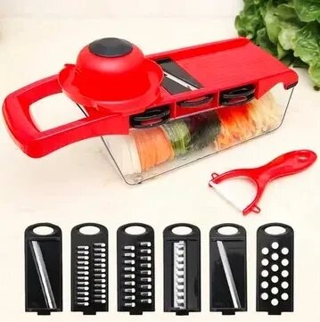 Мультислайсер овочерізка MANDOLINE SLICER з контейнером ніж для чищення від компанії Premium - фото 1