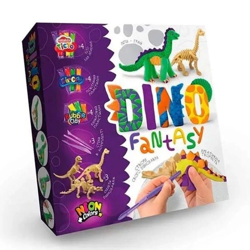 Набір для ліплення «Dino Fantasy» динозаври, тісто від компанії Premium - фото 1