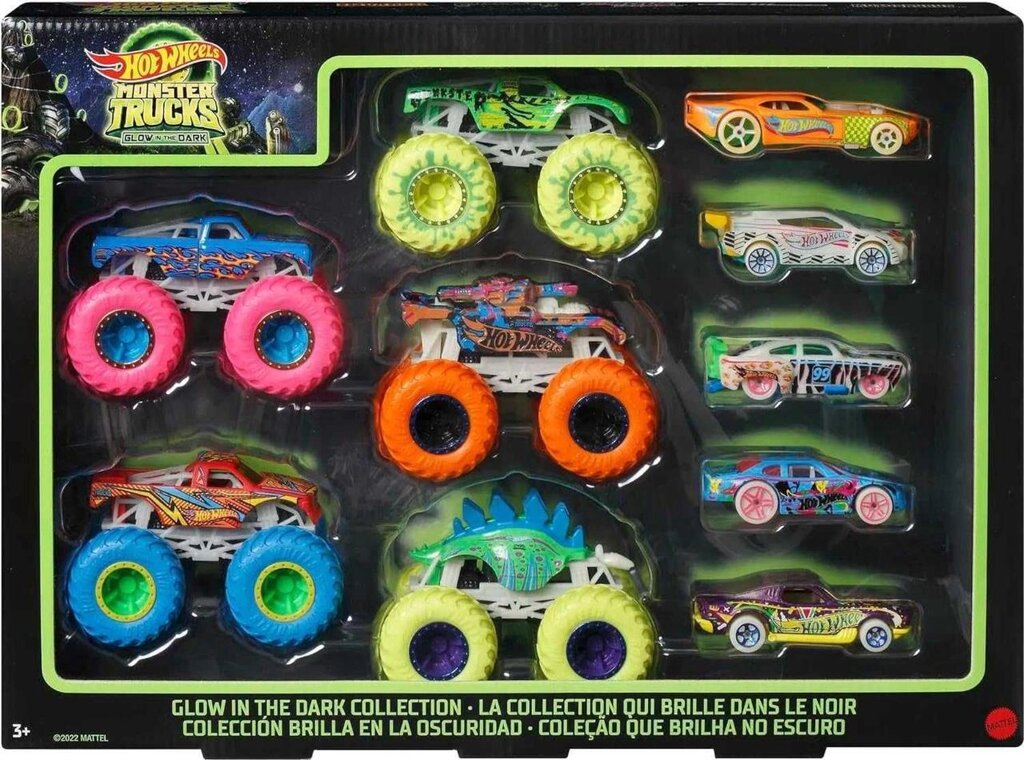 Набір Hot Wheels Monster Trucks Glow in the Dark, світяться в темряві від компанії Premium - фото 1