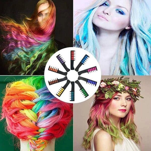 Набір крейди для волосся 10 шт. Hair chalk, барвники гребінців від компанії Premium - фото 1