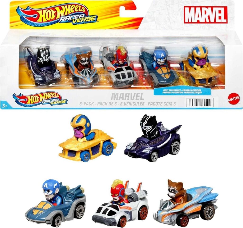 Набір машинок Hot Wheels RacerVerse Marvel Герої марвел (HPN40) від компанії Premium - фото 1