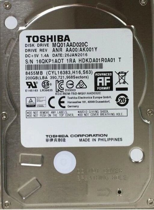 Накопитель HDD 2.5 SATA 200GB Toshiba 8MB від компанії Premium - фото 1