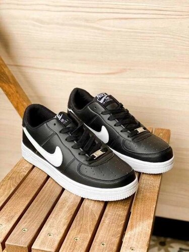 Nike Air Force Sole Чорні з білою підошвою унісекс. ПРЕМІУМ ЯКІСТЬ!