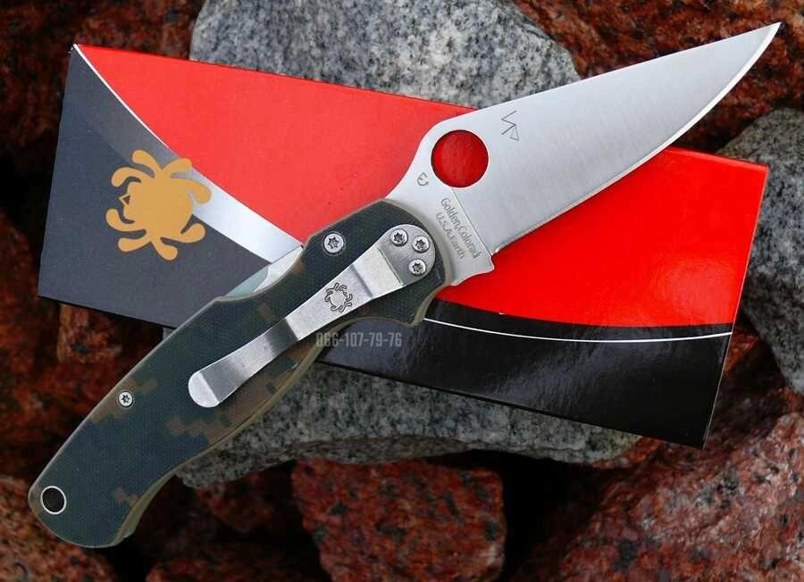 Ніж складаний розкладний Spyderco Para Military Спайдерко камуфляж від компанії Premium - фото 1