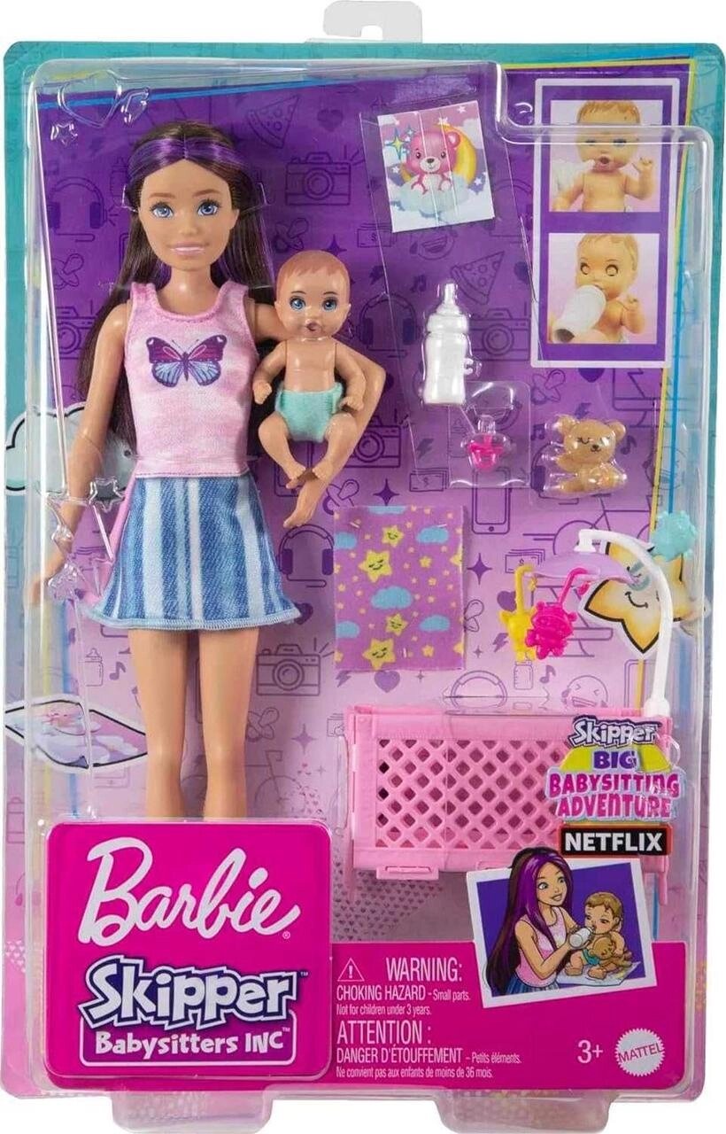 ОРИГІНАЛ! Барбі Няня з малюком і ліжечком Barbie Skipper Babysitters від компанії Premium - фото 1