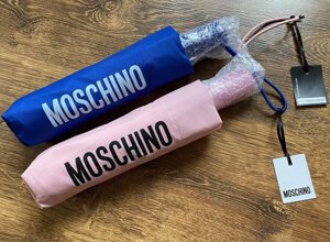 Оригінал Брендова парасолька Moschino синій рожевий автомат