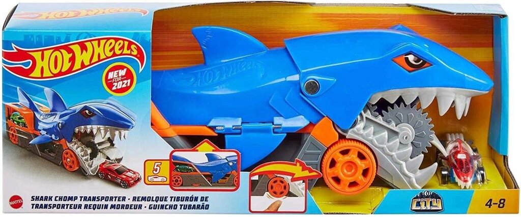 ОРИГІНАЛ! Хот Вілс Акула Транспортер Автовоз Hot Wheels Shark від компанії Premium - фото 1