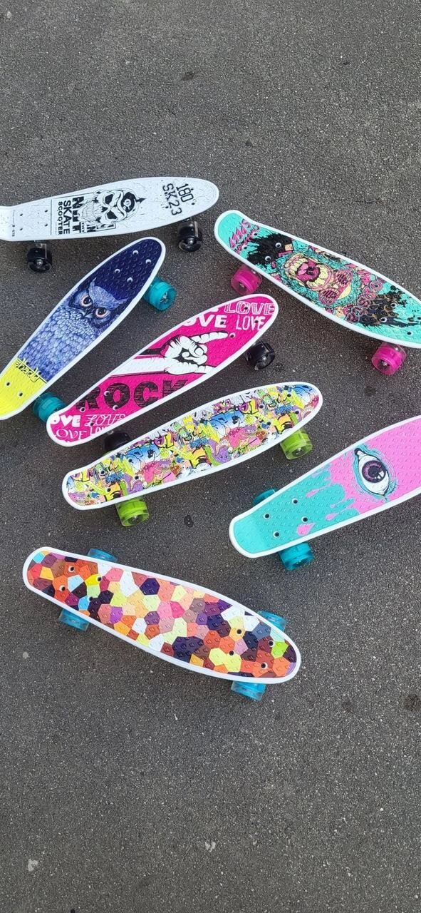 Пеніборд (Penny board), скейт, скейтборд зі світними колесами від компанії Premium - фото 1