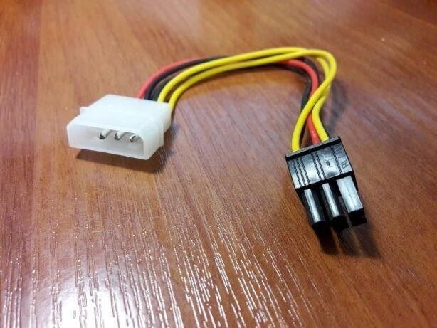 Перехідник 1x MOLEX 4 Pin to 1x 6 Pin PCI-E GPU подовжувач кабель від компанії Premium - фото 1