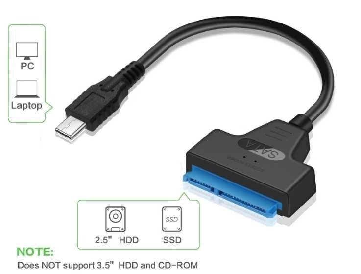 Перехідник, адаптер USB Type-C -&gt, SATA 2.5 HDD диск через USB 3.0 від компанії Premium - фото 1