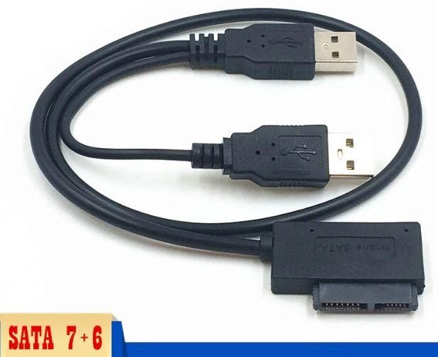 Перехідник-адаптер з USB 2.0-SATA (7+6) 13pin -&gt, ноутбук DVD-CD-ROM від компанії Premium - фото 1