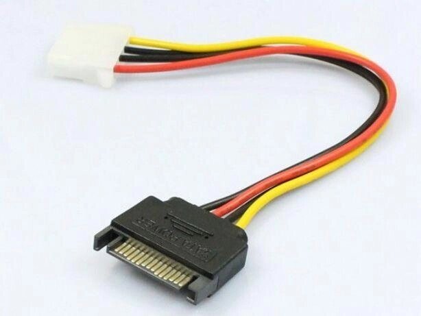 Перехідник живлення SATA 15pin -&gt, MOLEX IDE 4pin кабель подовжувач від компанії Premium - фото 1